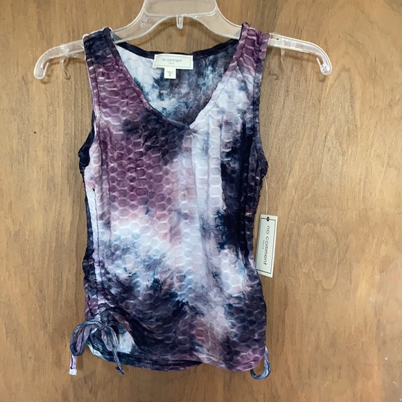 Tops - No Comment top tie dye print honeycomb stretch sleeveless shirt boho casual M jr